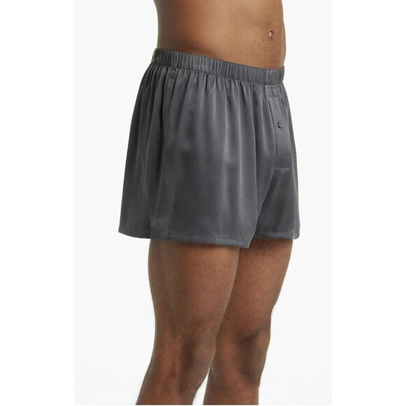 NWT'S Lunya Men's Washable Silk Boxer Shorts in Meditative Grey XL - Picture 2 of 5